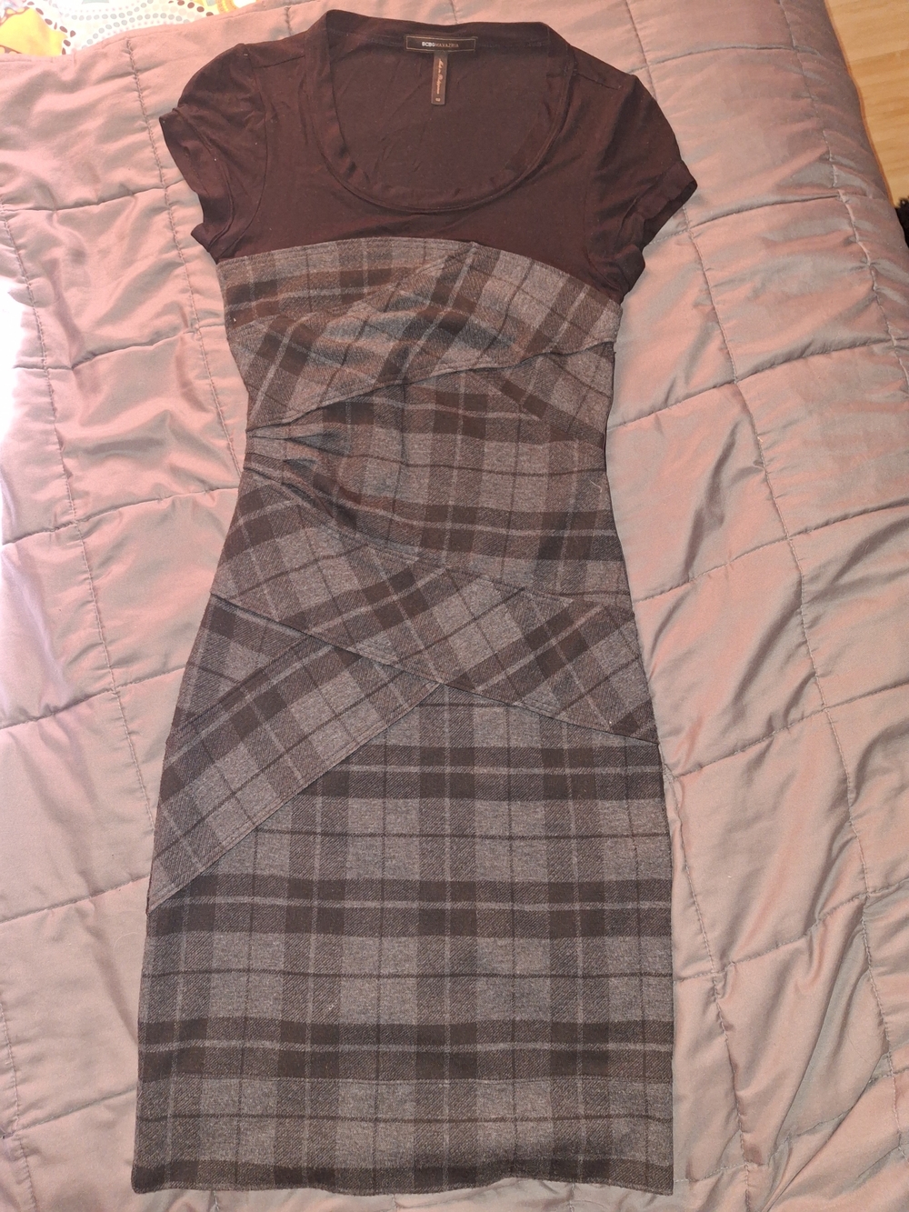 BCBGMaxAzria Grey Plaid Dress